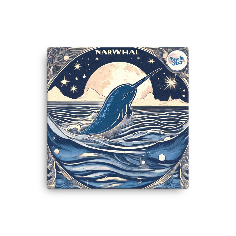 Happy Narwhal Canvas Wall Art
