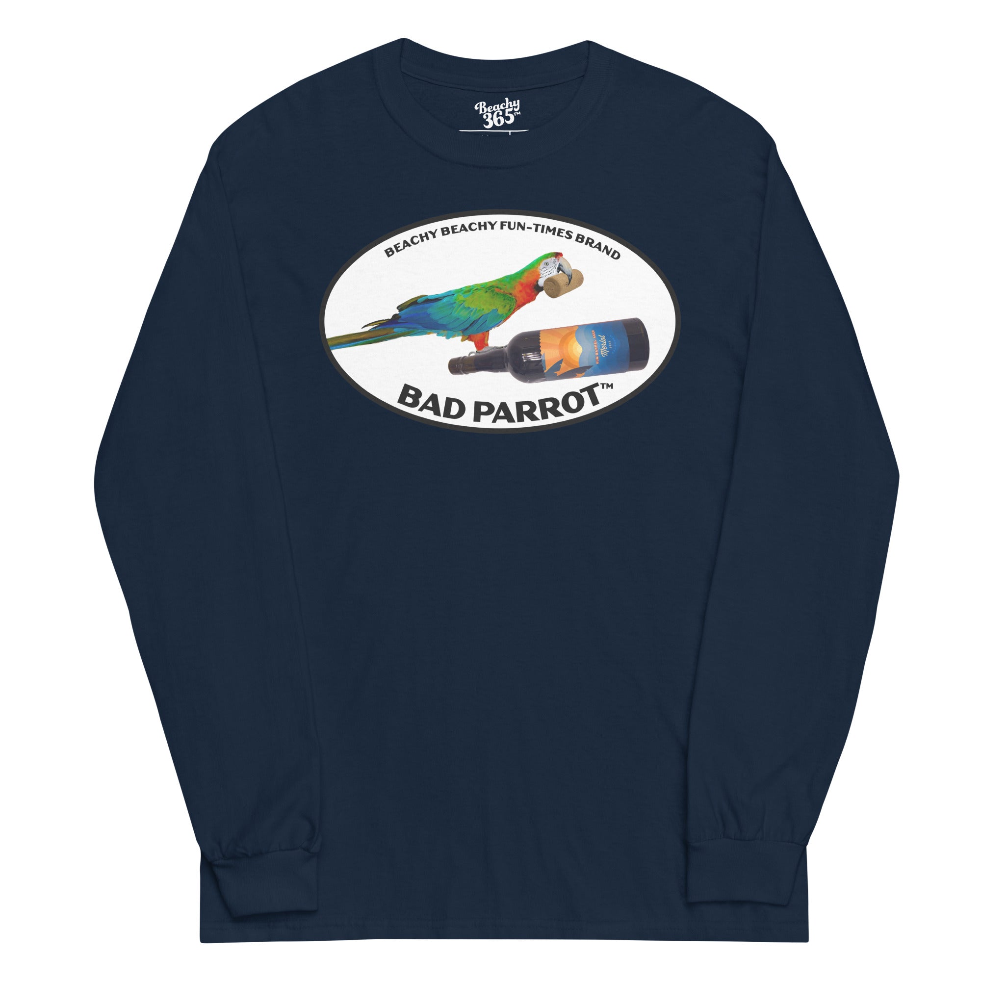 Bad Parrot with Wine Bottle Long Sleeve Tee