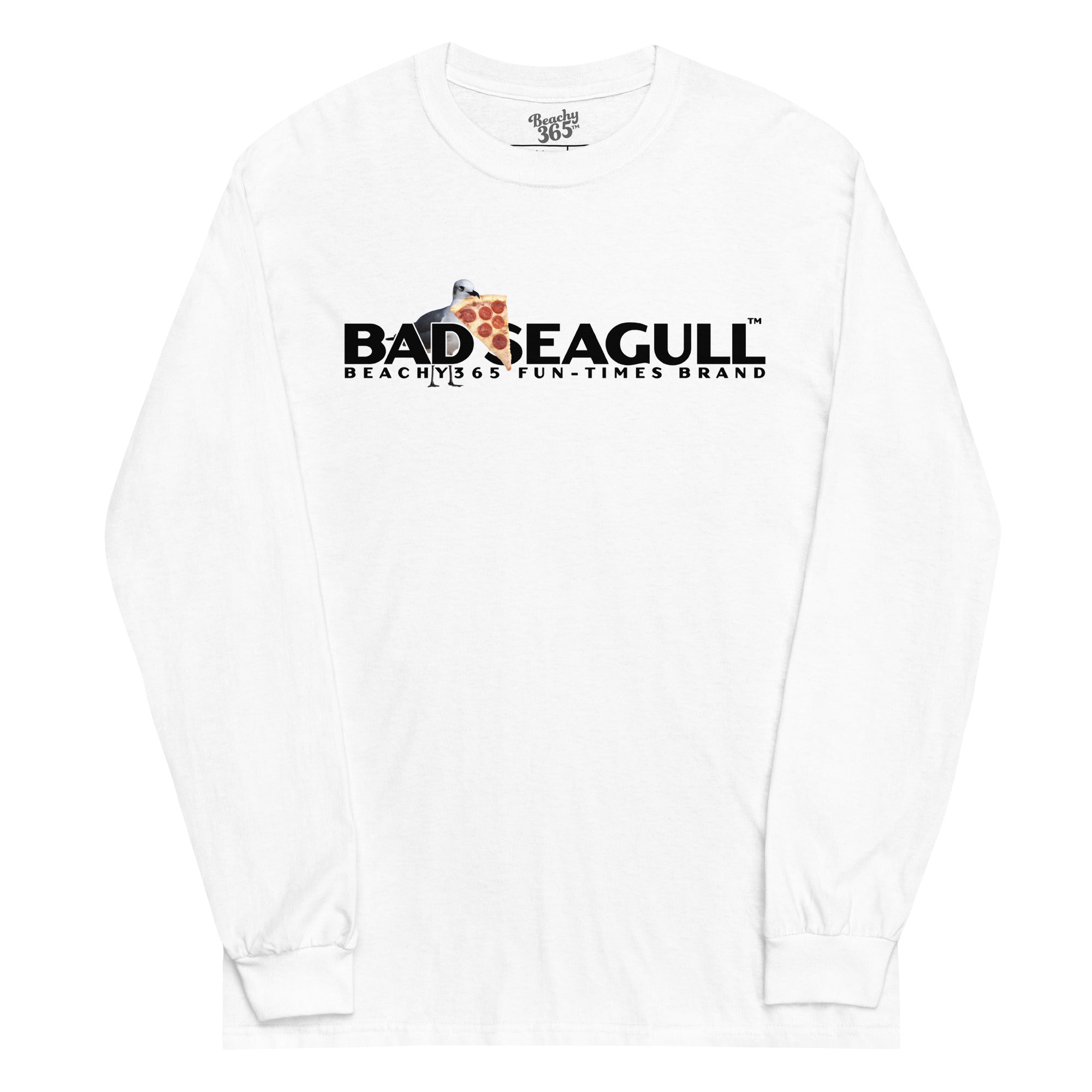 Bad Seagull Wide Pizza Logo Long Sleeve Tee