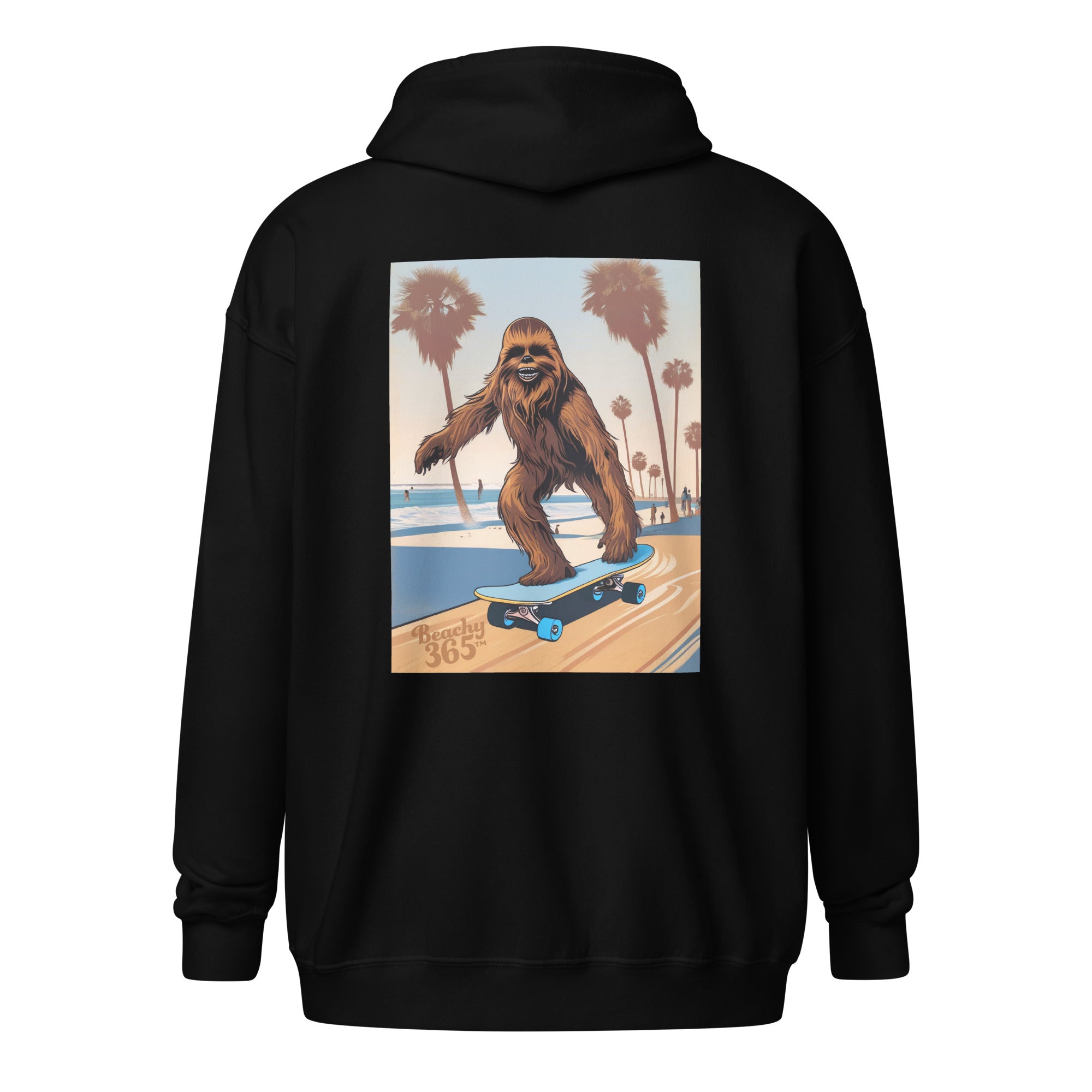 Bigfoot Longboard Walking at the Beach Zip Hoodie