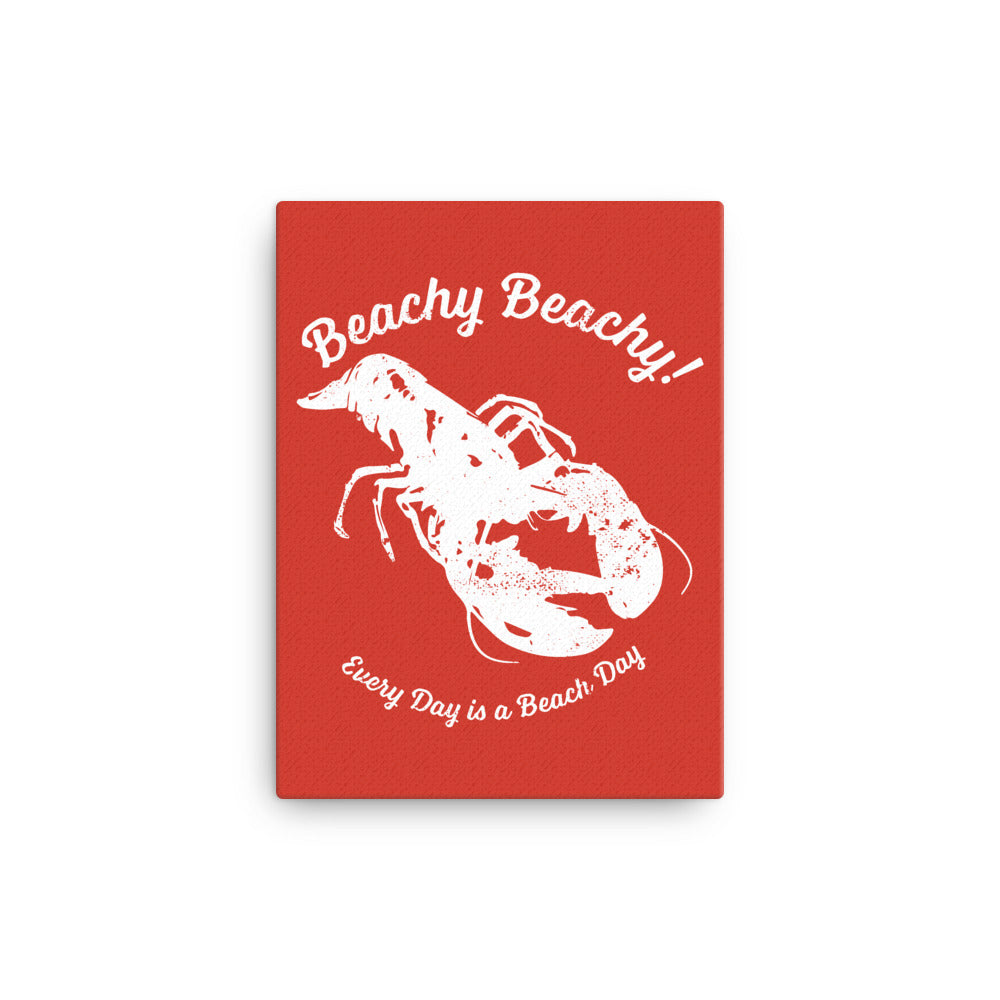 Beachy Beachy Vintage Lobster on Red Canvas Wall Art