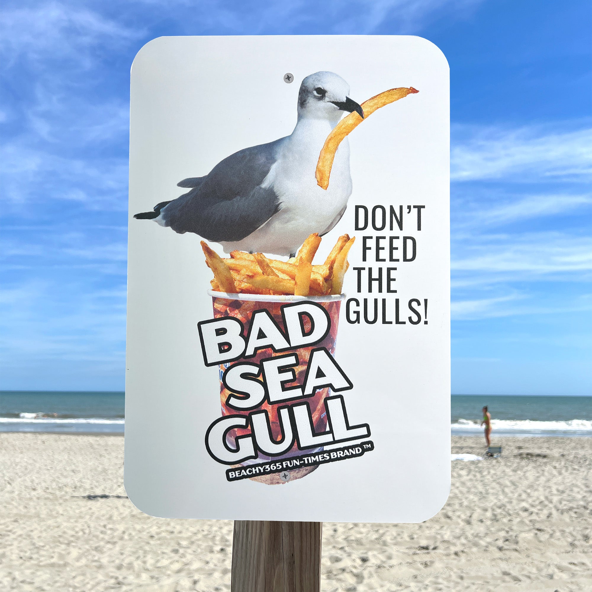Bad Seagull - Don't Feed the Gulls 18" x 12" Aluminum Sign