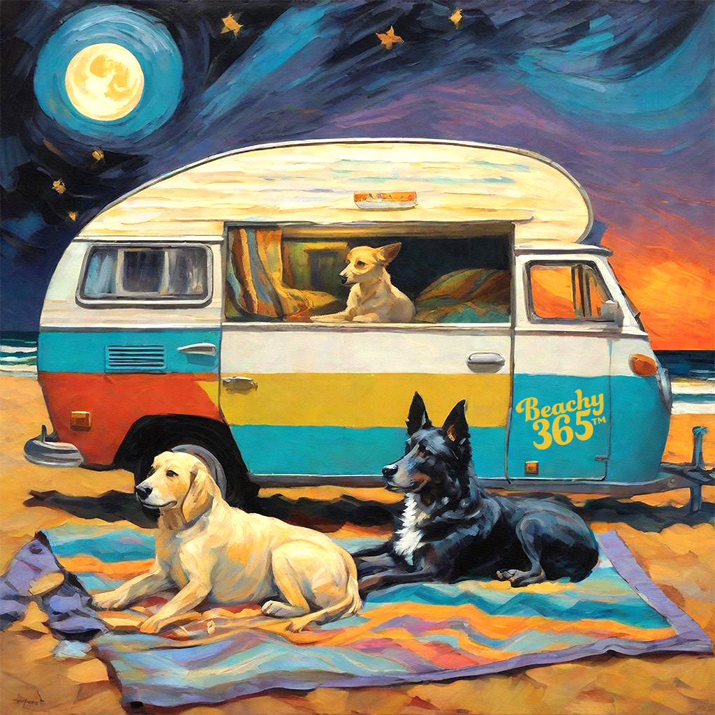 Beach Camper Dogs at Sunset Tee