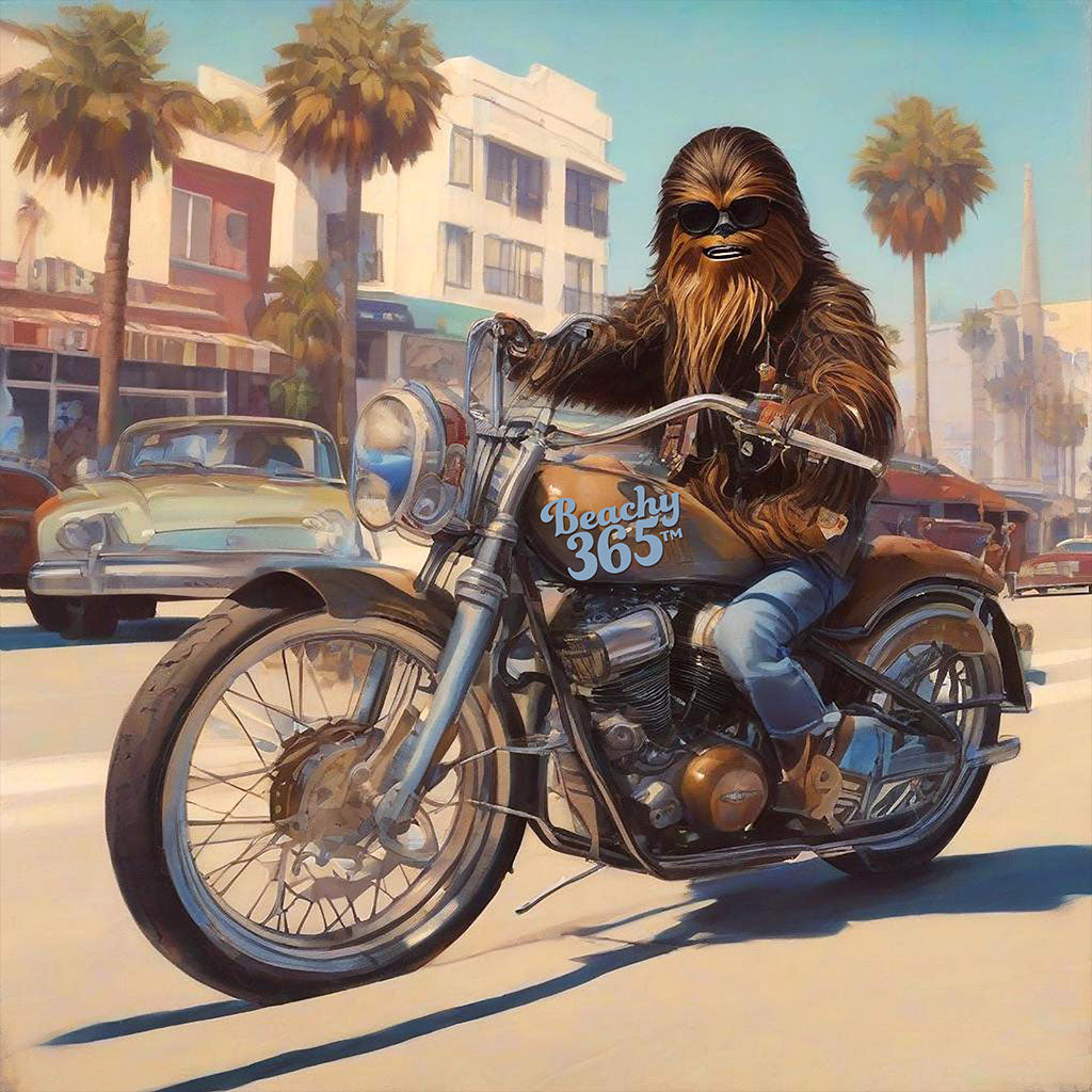 Beach-Cruising Motorcycle Bigfoot in Jeans Tee