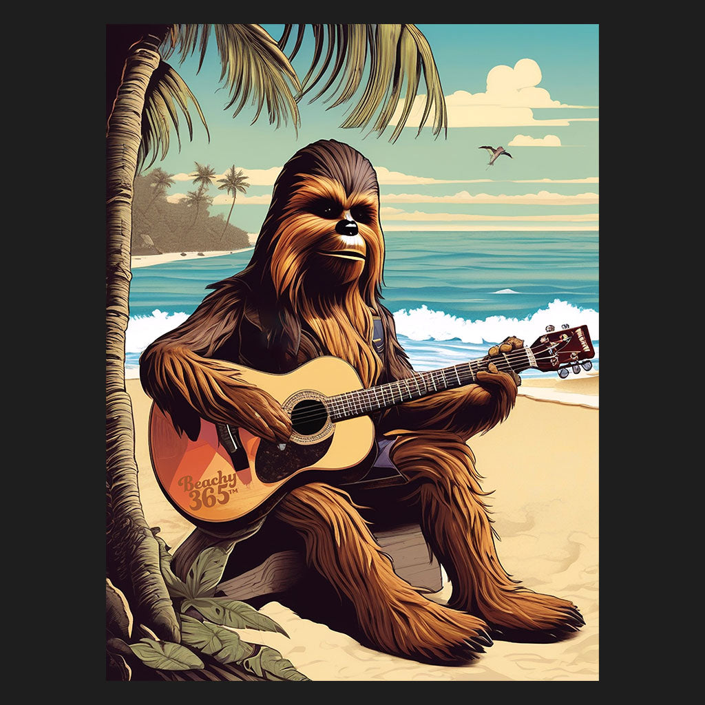 Bigfoot Playing Guitar on the Beach Tee