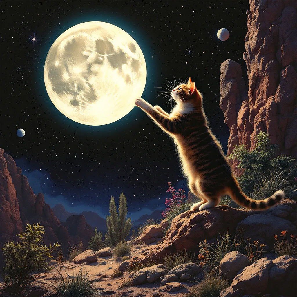 Cat and Moon Comfort Colors Tee