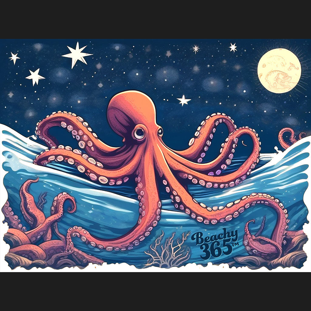 Octopus Under Moon and Stars Comfort Colors Tee