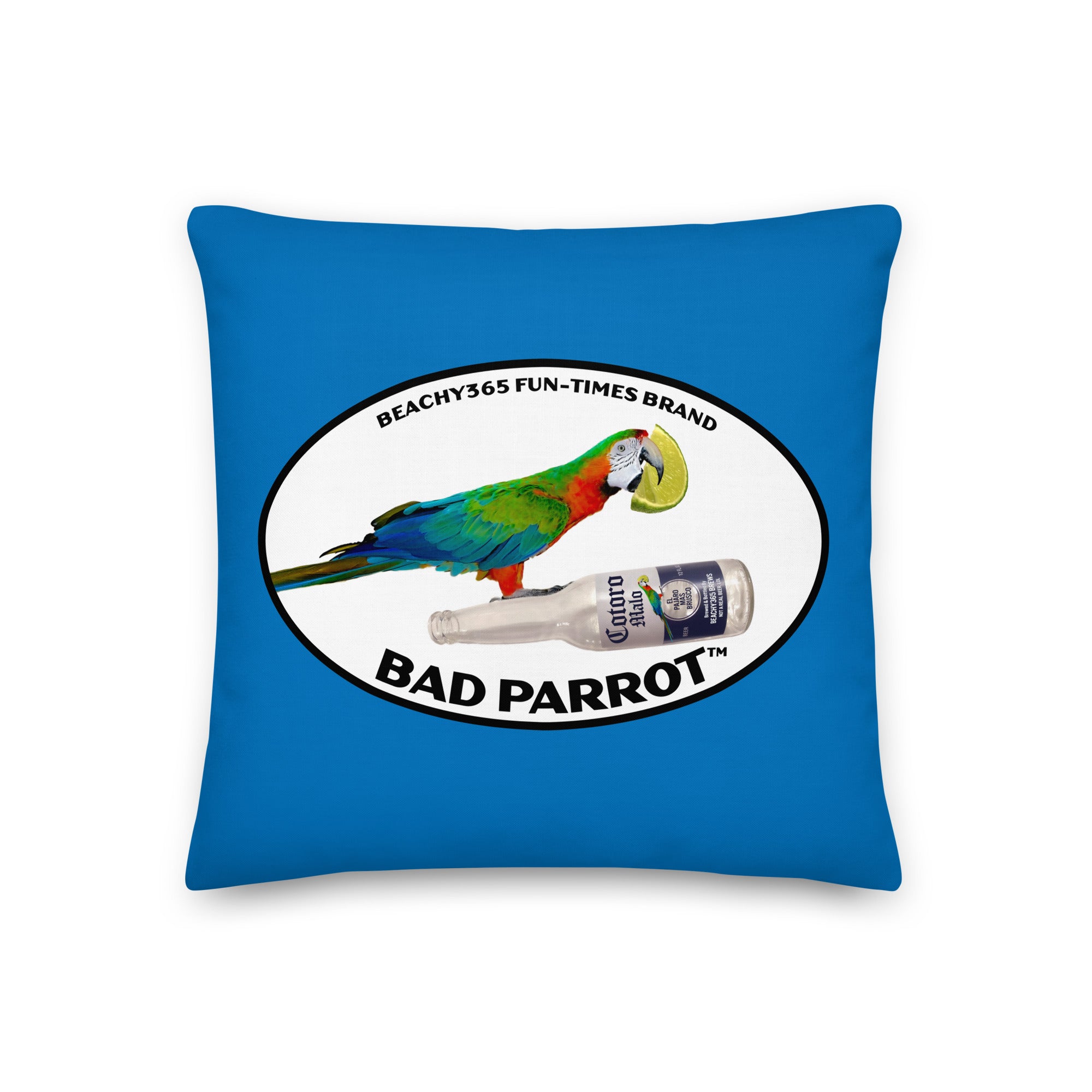 Bad Parrot with Beer and Lime Pillow - 2-Sided Print