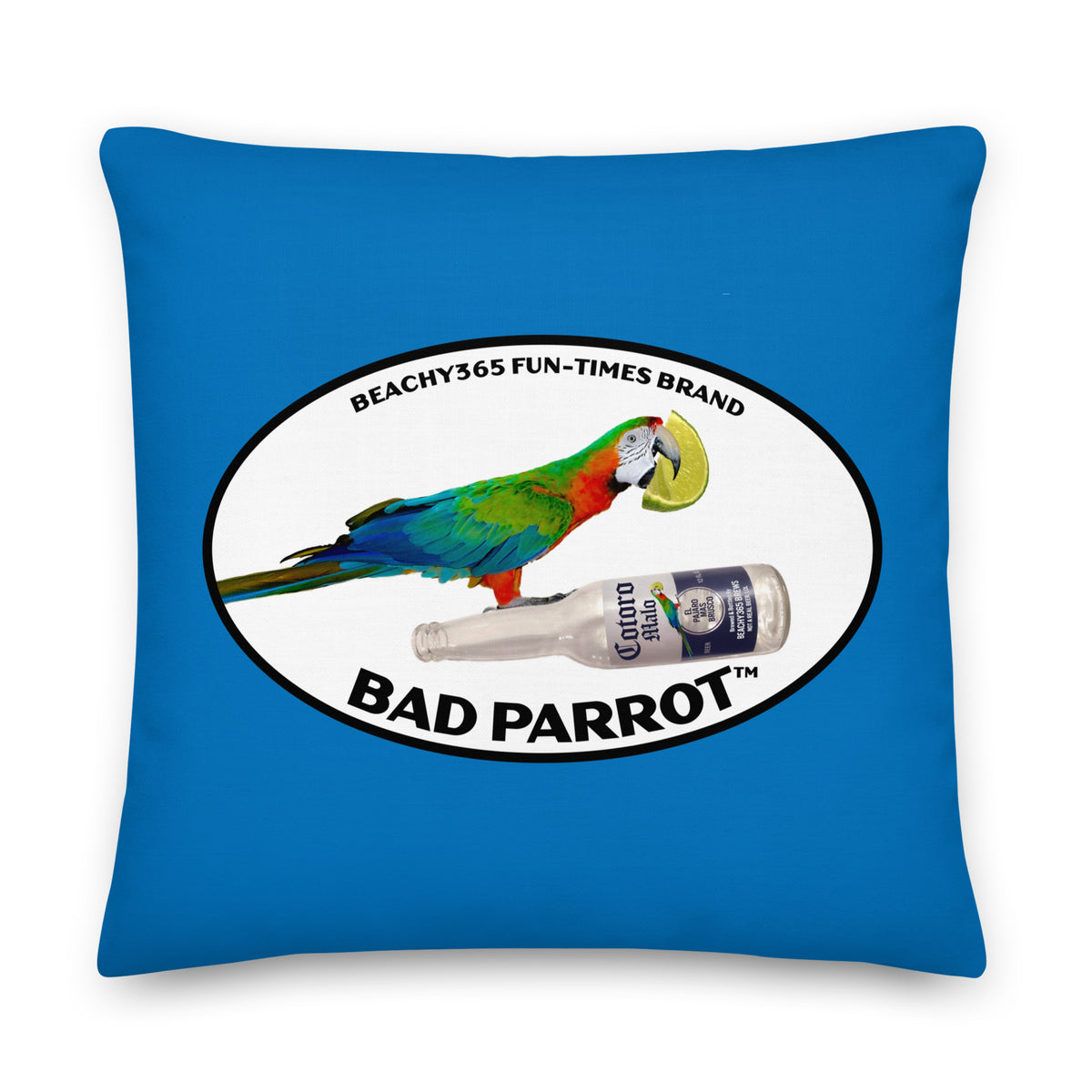 Bad Parrot with Beer and Lime Pillow - 2-Sided Print