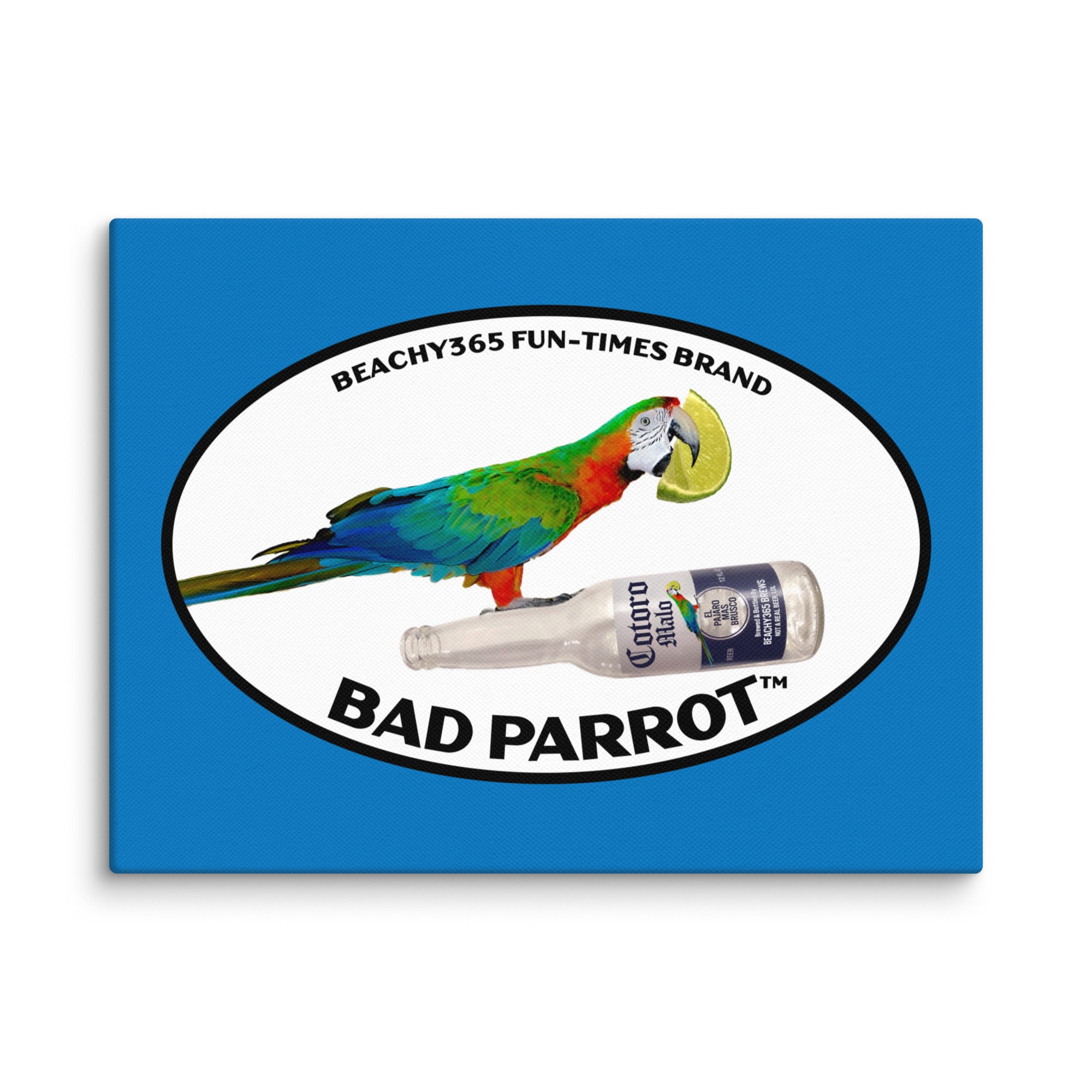 Bad Parrot with Beer and Lime Canvas Wall Art