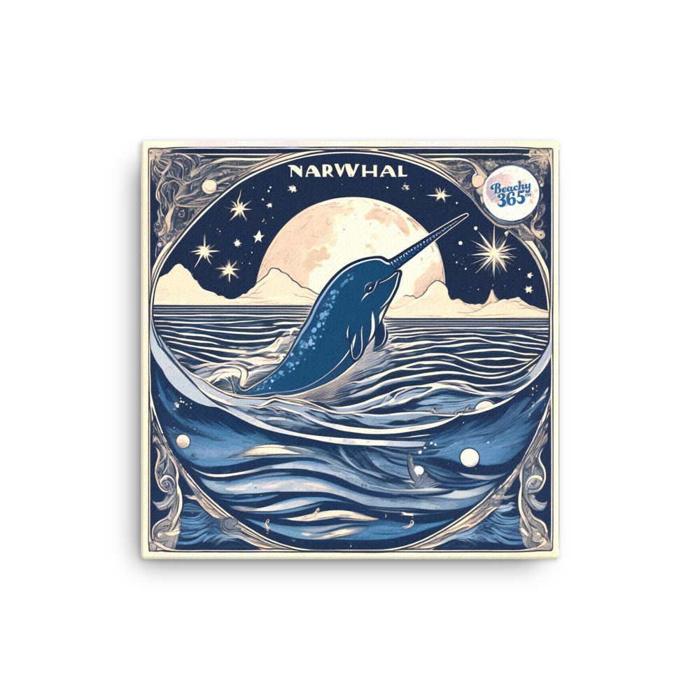 Happy Narwhal Canvas Wall Art