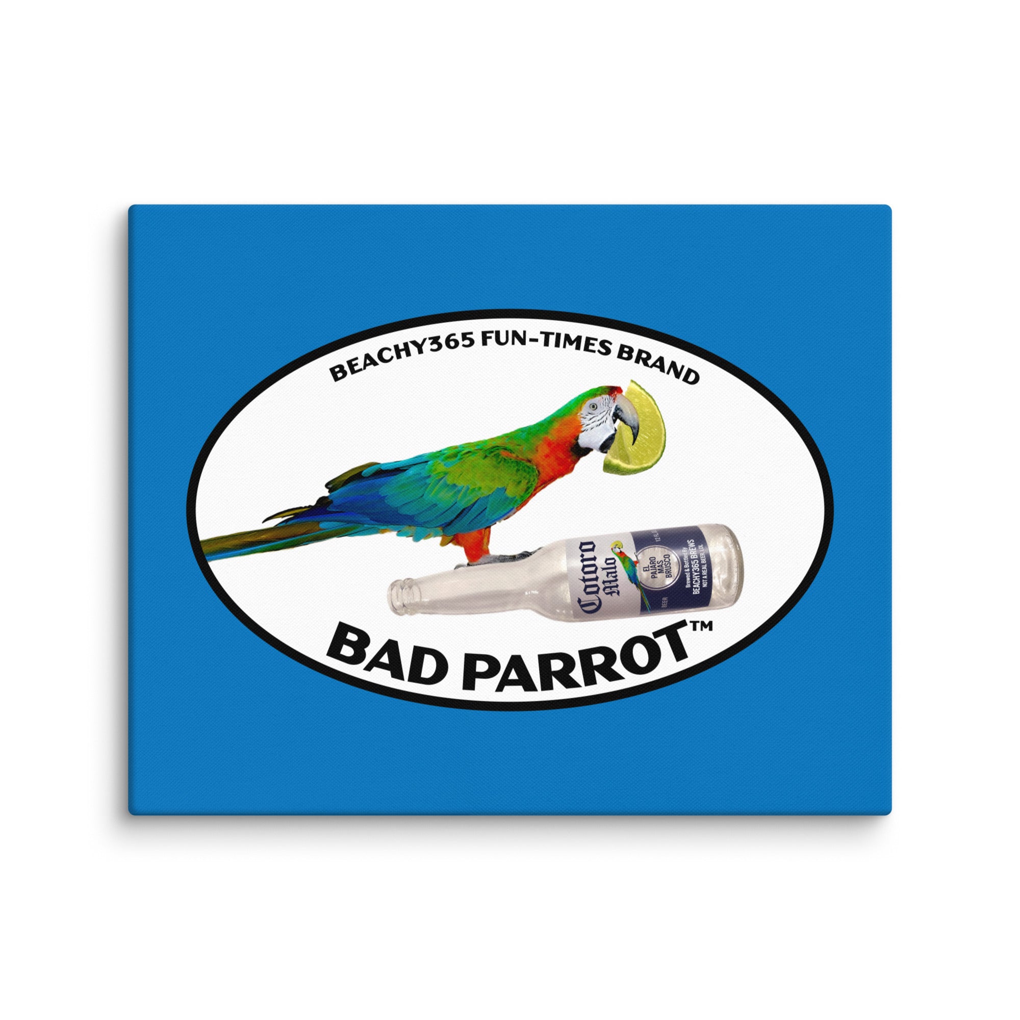 Bad Parrot with Beer and Lime Canvas Wall Art