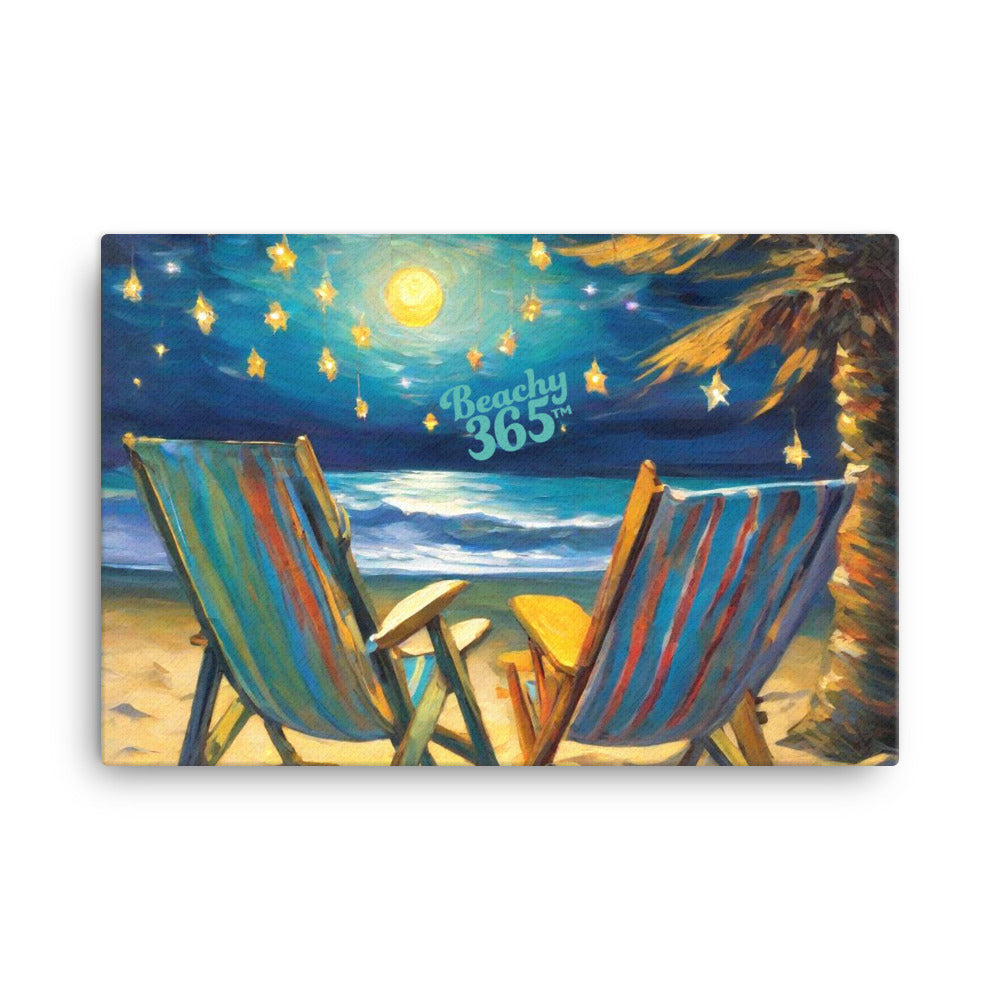 Dreamy Starlight Beach Canvas Wall Art