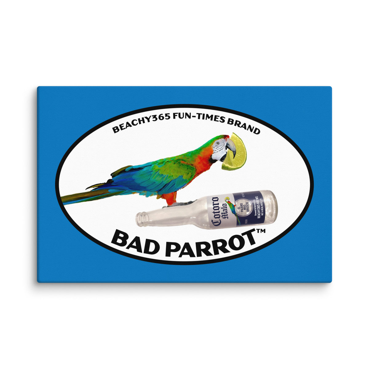 Bad Parrot with Beer and Lime Canvas Wall Art