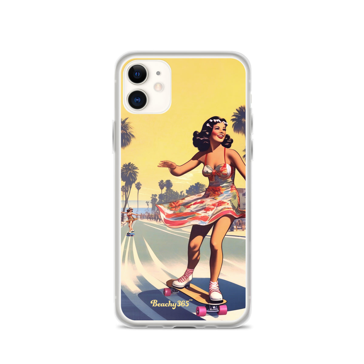 Retro Beach Skateboard Lady iPhone Case