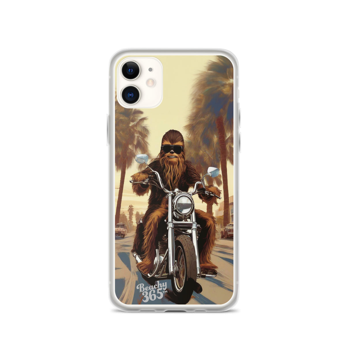 Bigfoot Riding Motorcycle at the Beach iPhone Case