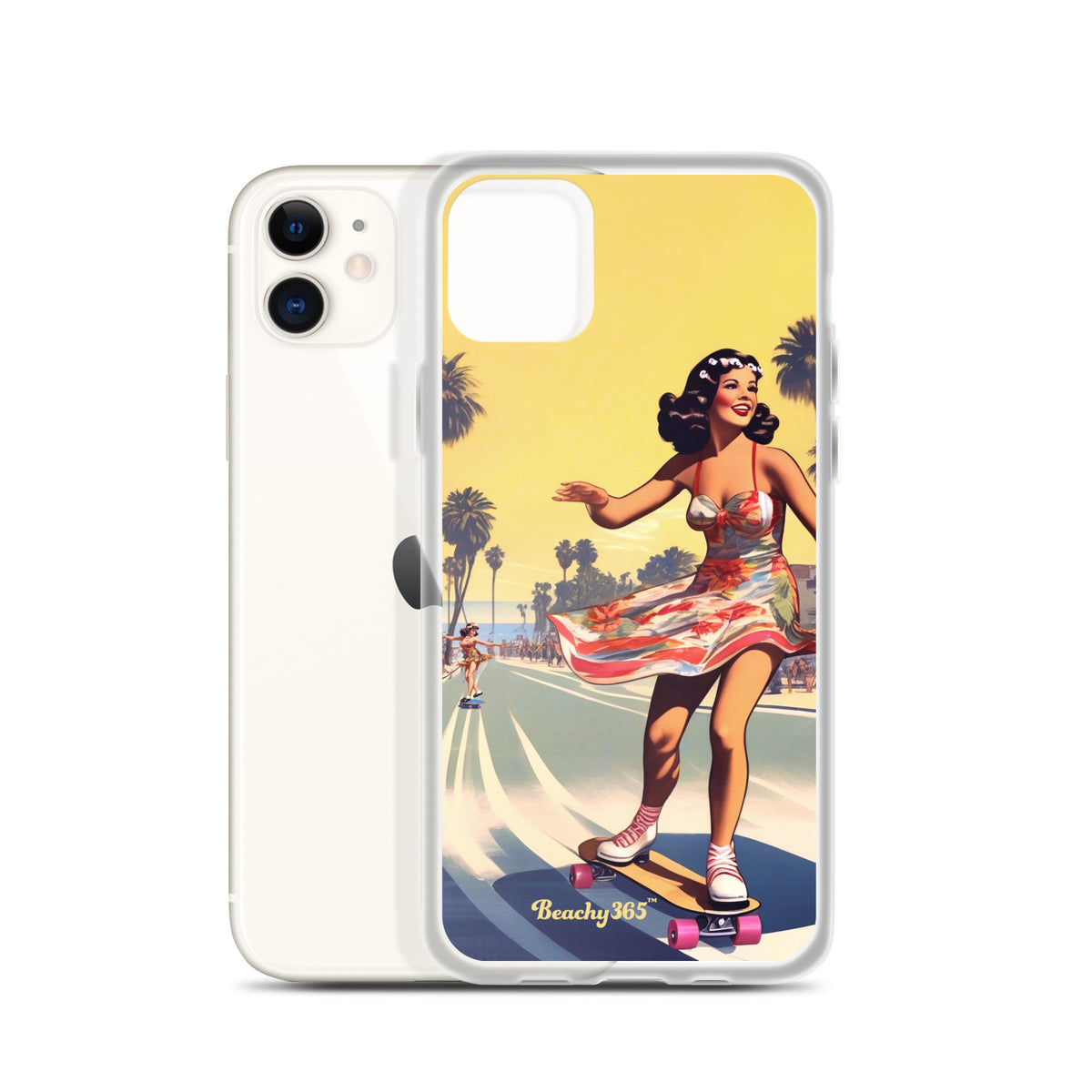 Retro Beach Skateboard Lady iPhone Case