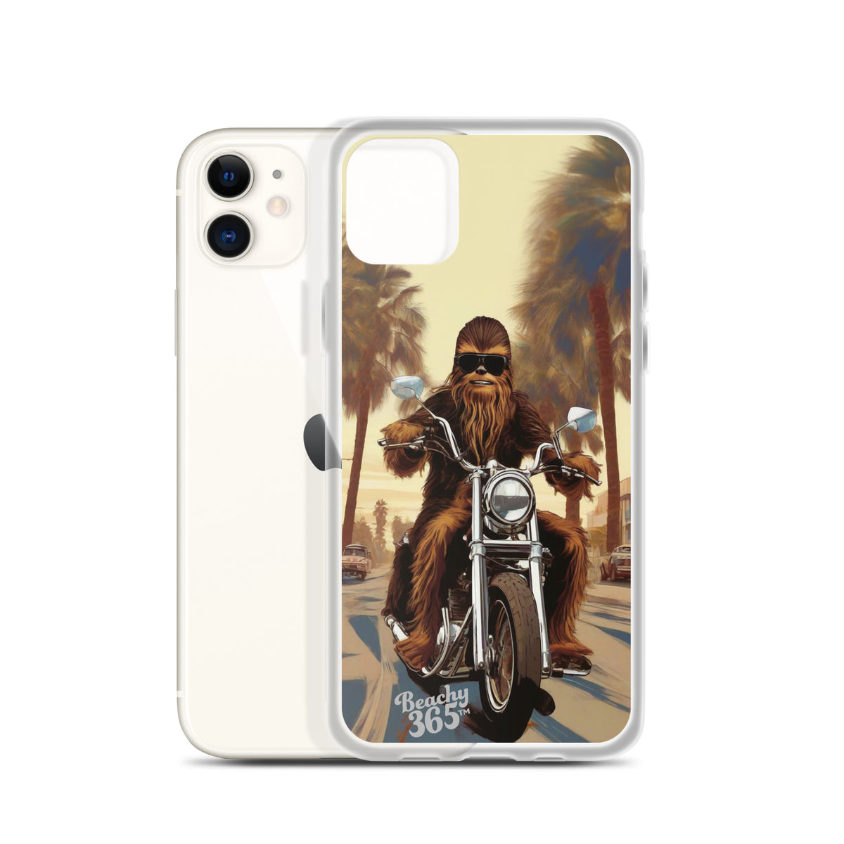Bigfoot Riding Motorcycle at the Beach iPhone Case