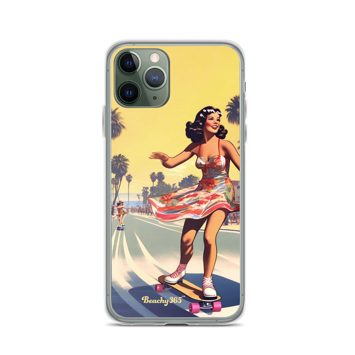 Retro Beach Skateboard Lady iPhone Case