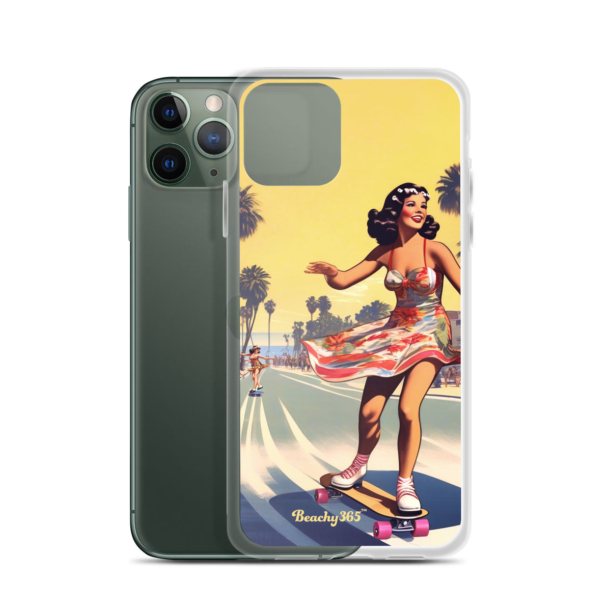Retro Beach Skateboard Lady iPhone Case