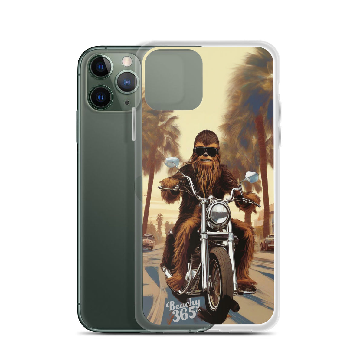 Bigfoot Riding Motorcycle at the Beach iPhone Case