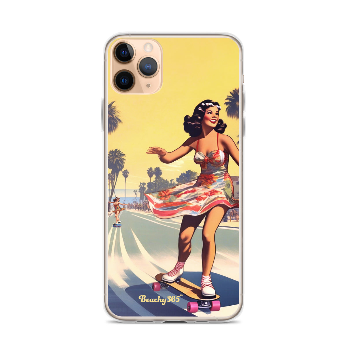 Retro Beach Skateboard Lady iPhone Case