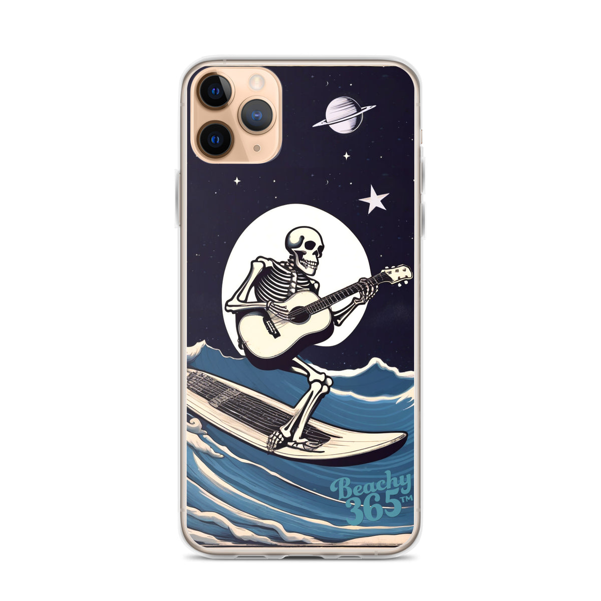 Skeleton Playing Guitar Surfing iPhone Case