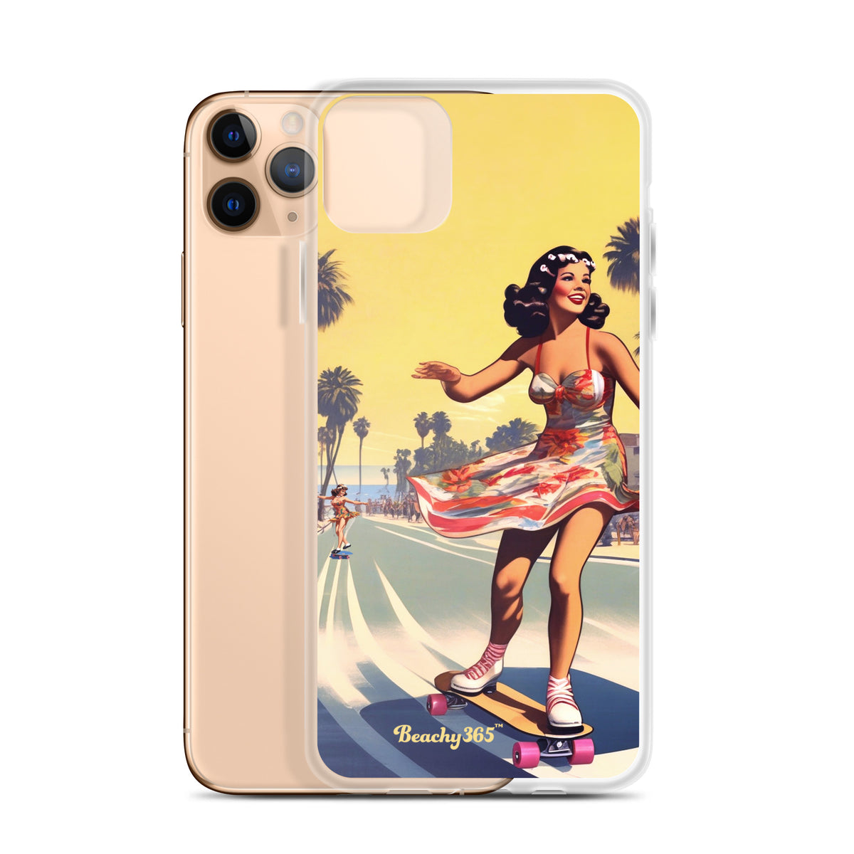 Retro Beach Skateboard Lady iPhone Case
