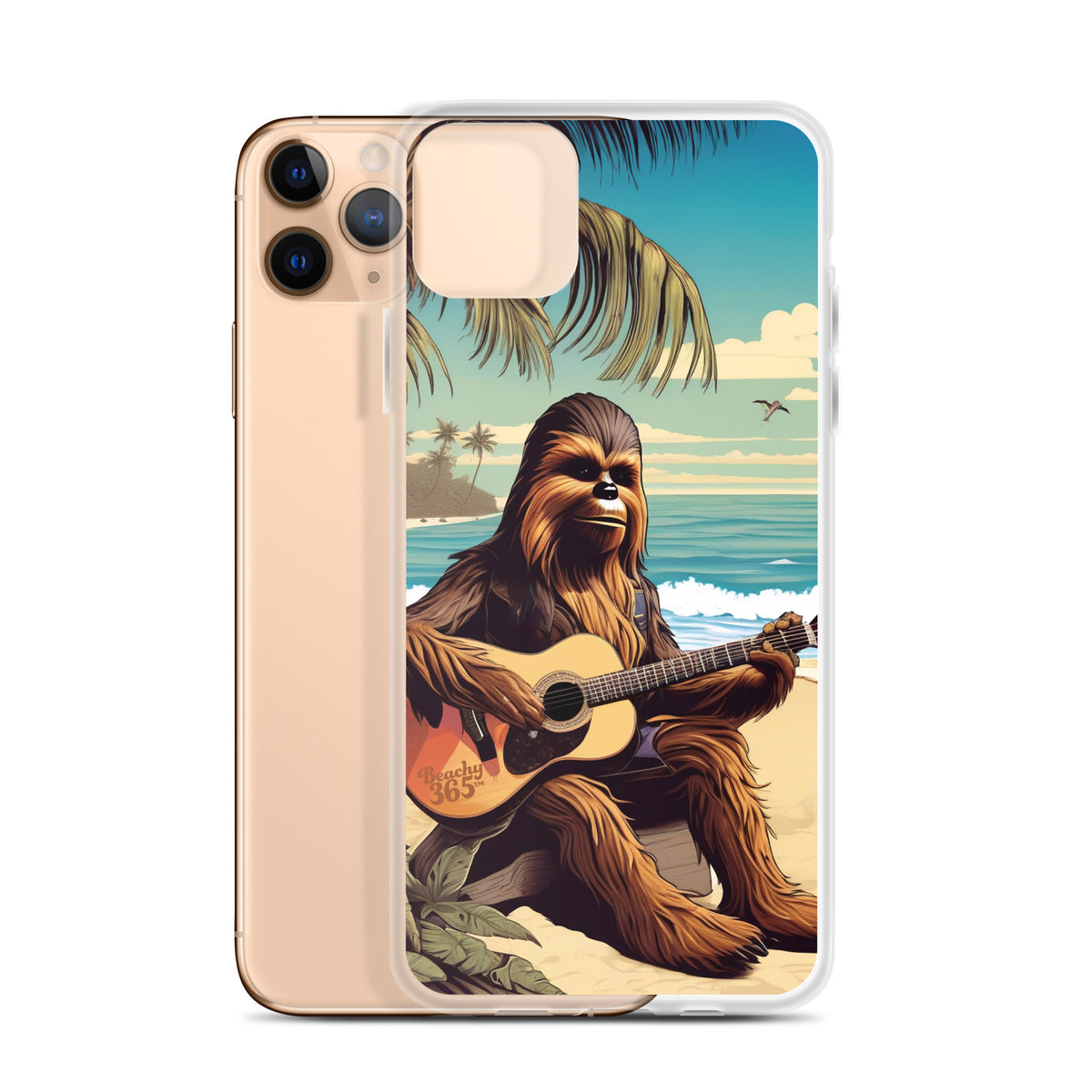 Bigfoot Playing Guitar on the Beach iPhone Case