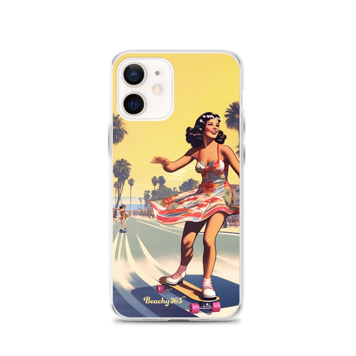 Retro Beach Skateboard Lady iPhone Case