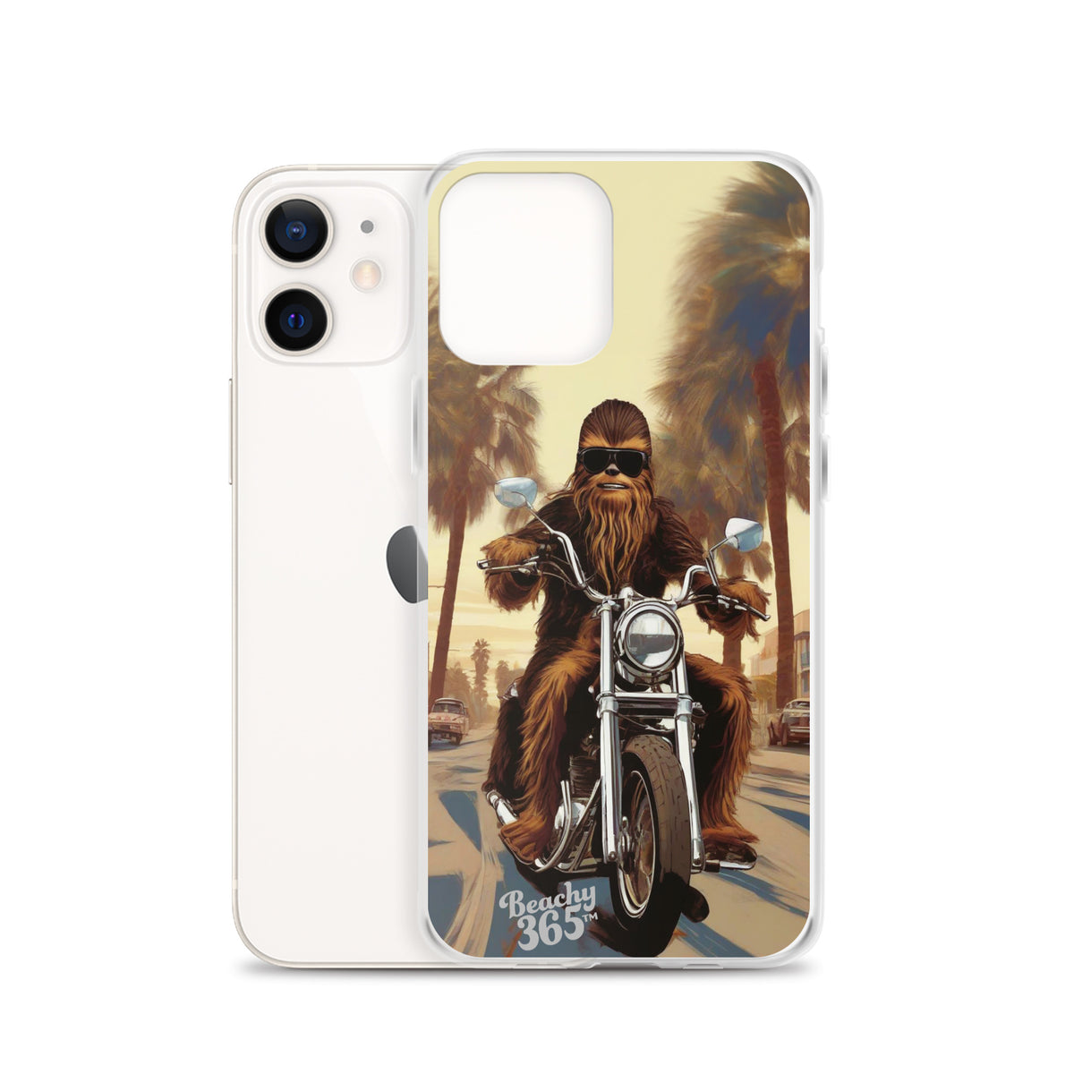 Bigfoot Riding Motorcycle at the Beach iPhone Case