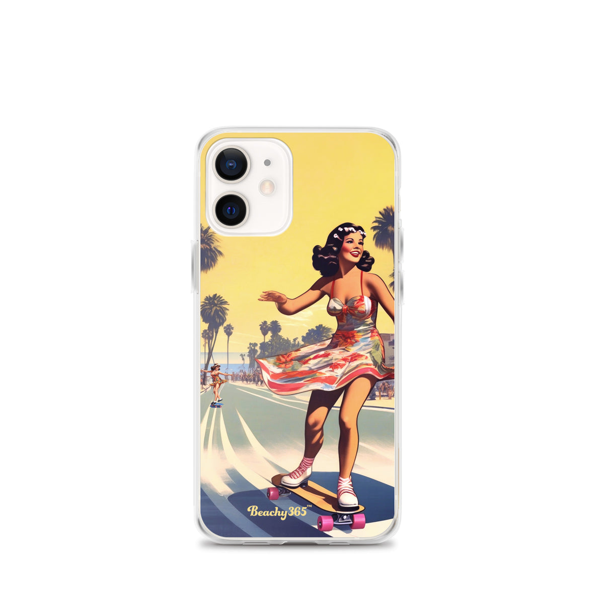 Retro Beach Skateboard Lady iPhone Case