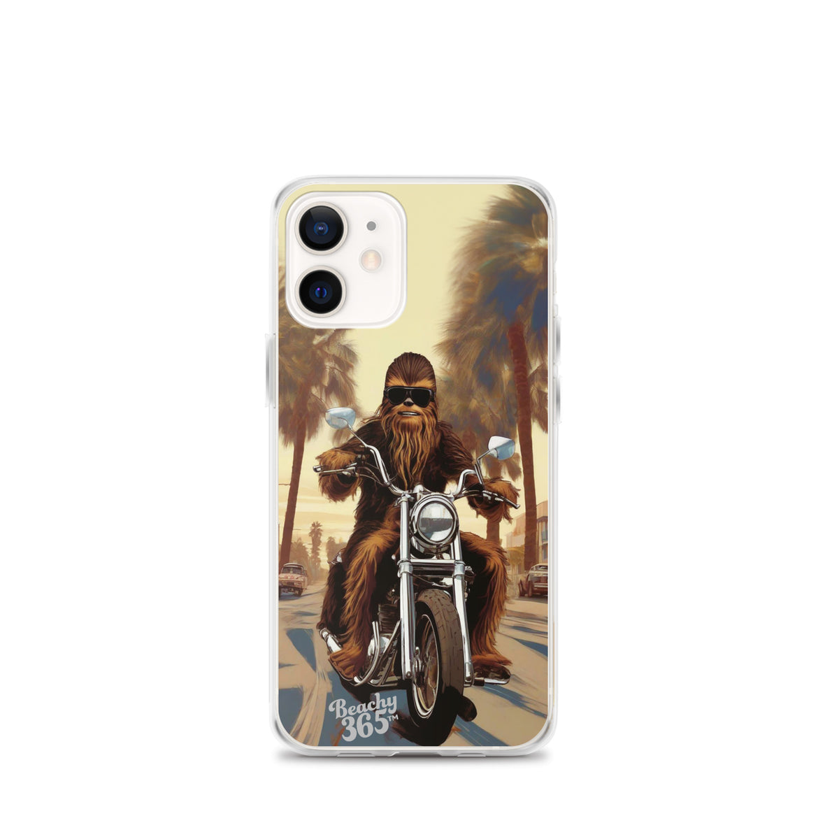 Bigfoot Riding Motorcycle at the Beach iPhone Case