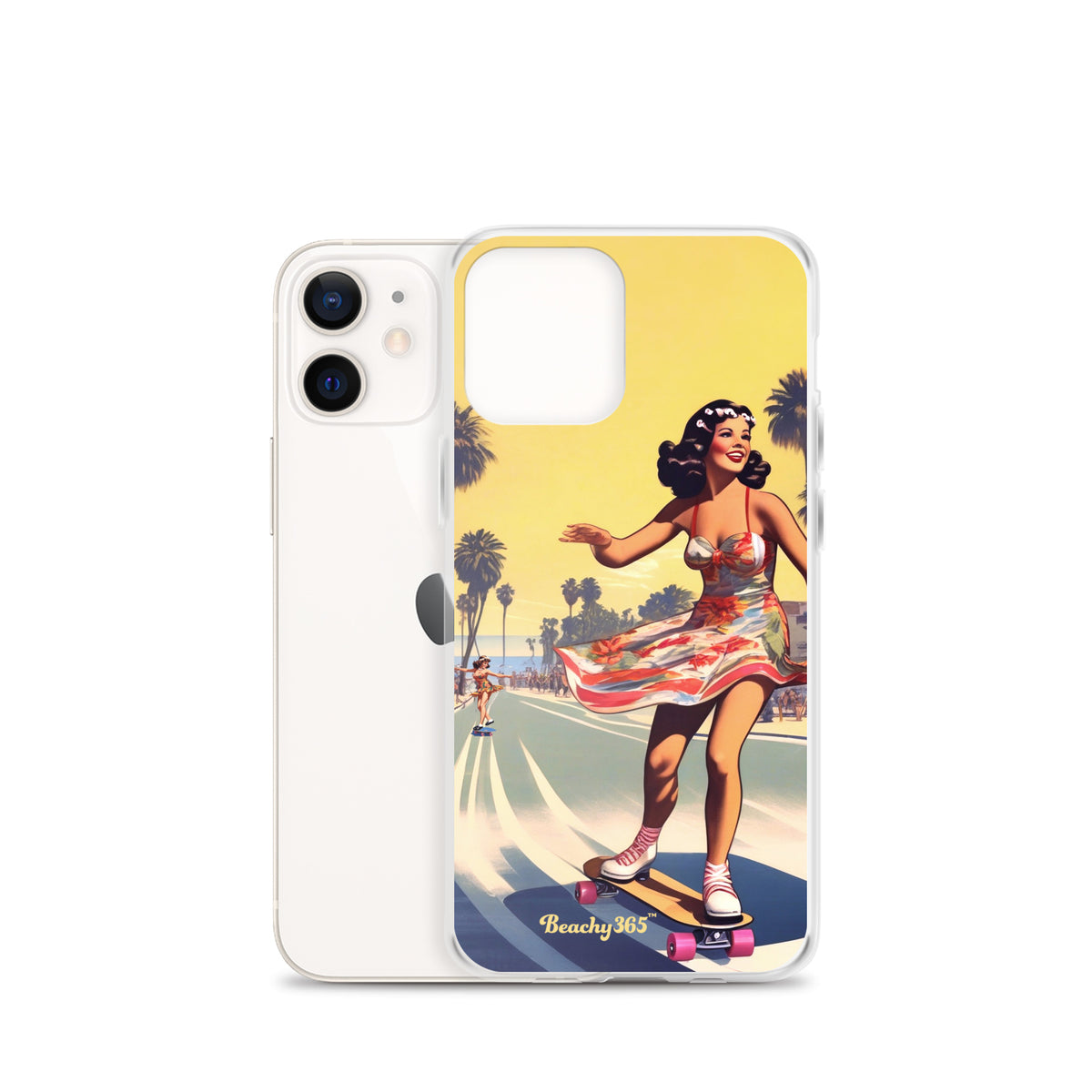 Retro Beach Skateboard Lady iPhone Case