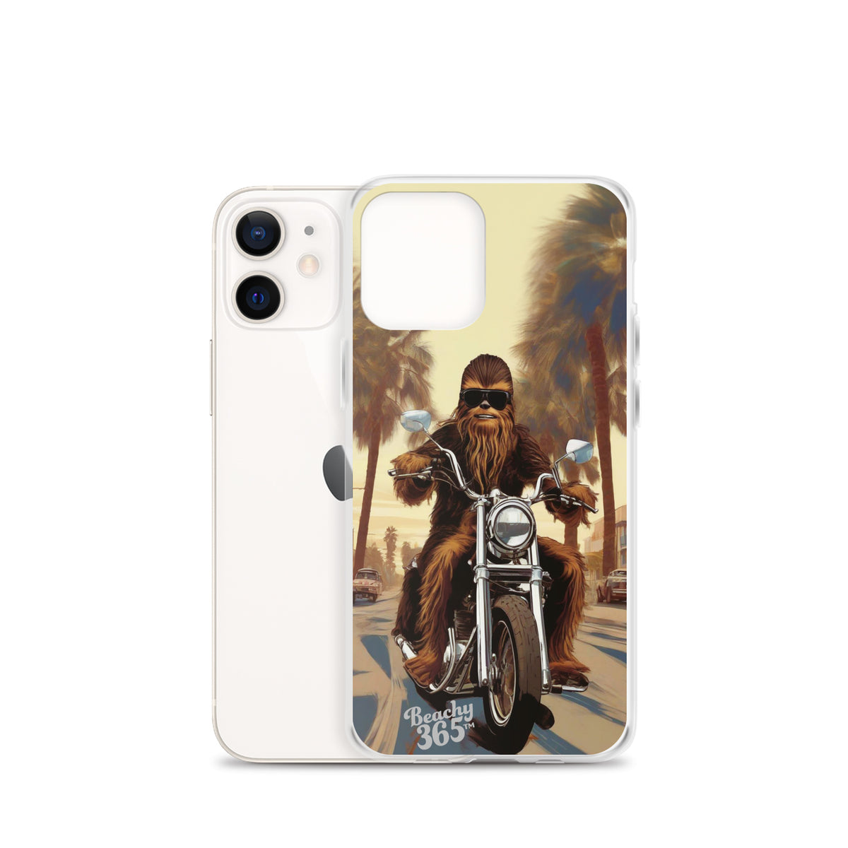 Bigfoot Riding Motorcycle at the Beach iPhone Case