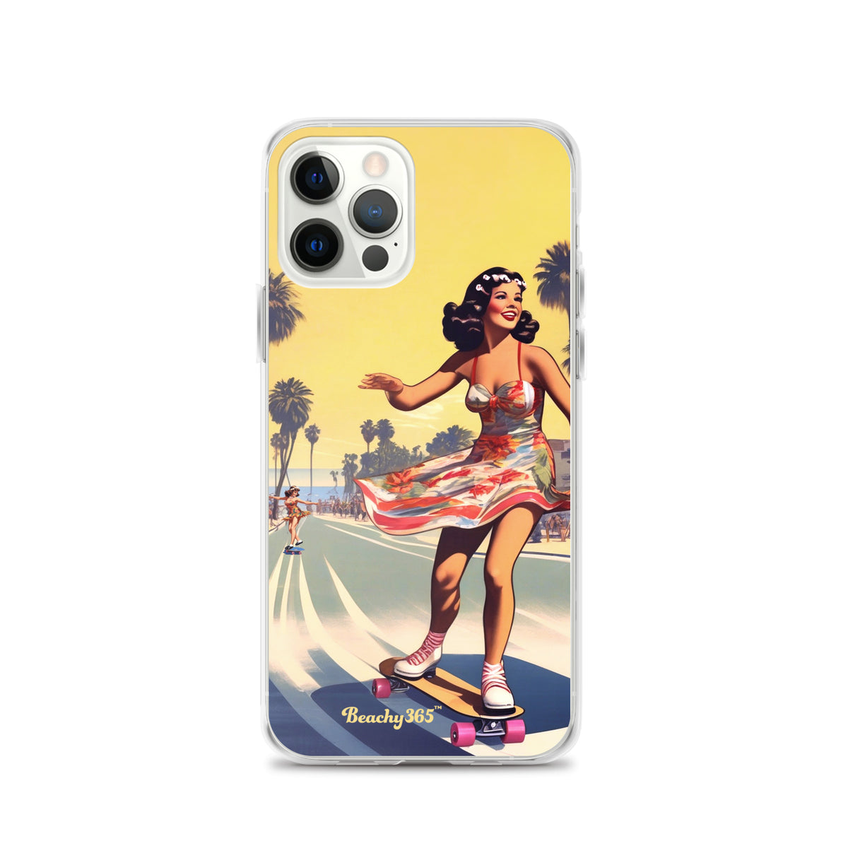 Retro Beach Skateboard Lady iPhone Case