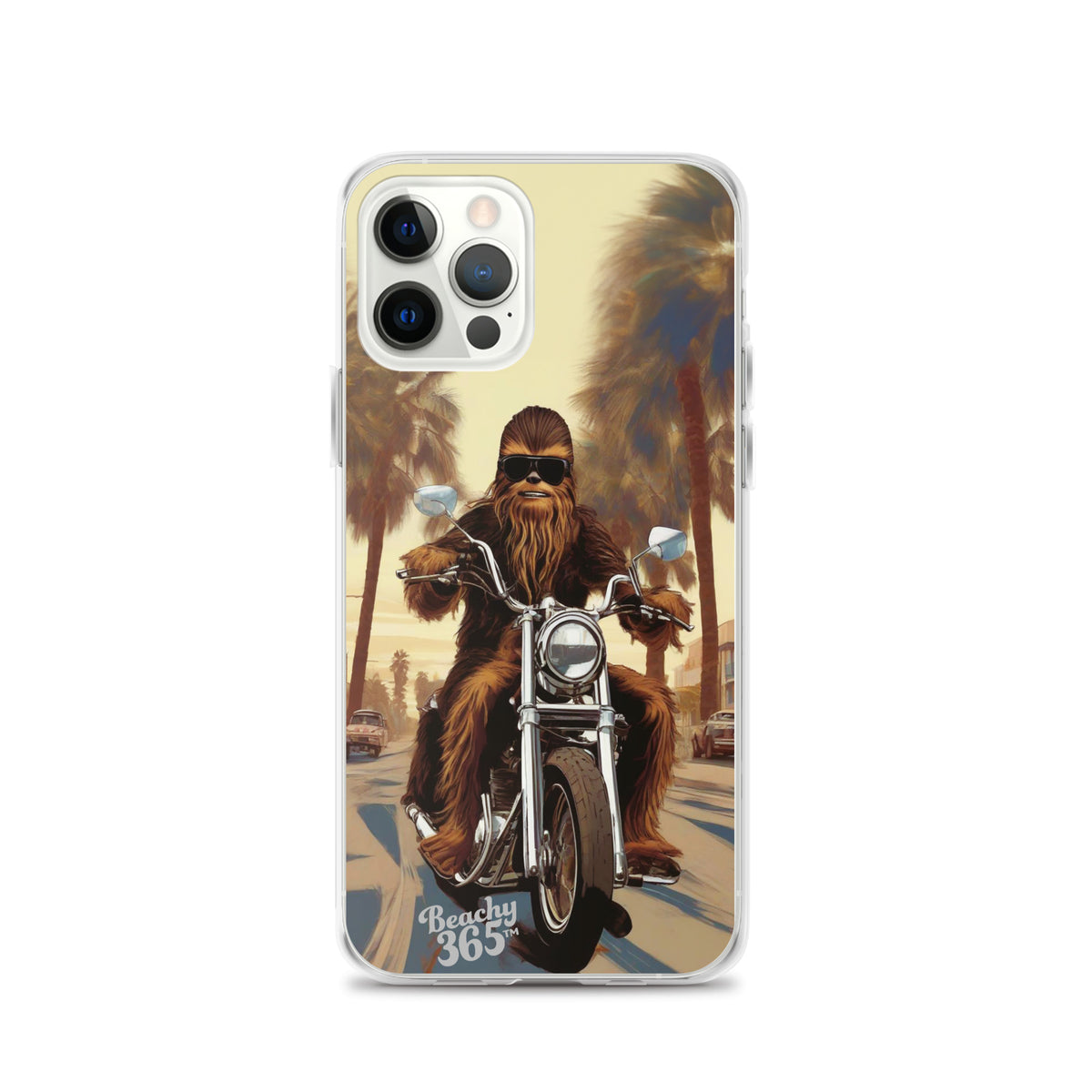 Bigfoot Riding Motorcycle at the Beach iPhone Case