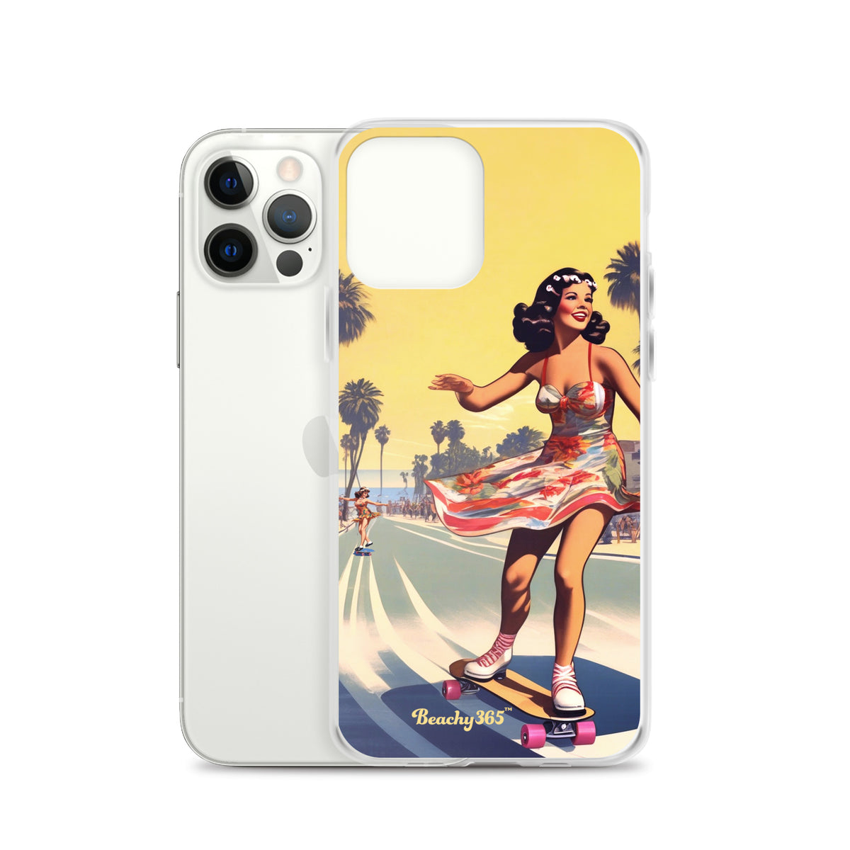 Retro Beach Skateboard Lady iPhone Case