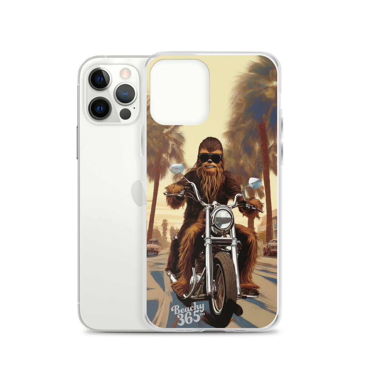 Bigfoot Riding Motorcycle at the Beach iPhone Case
