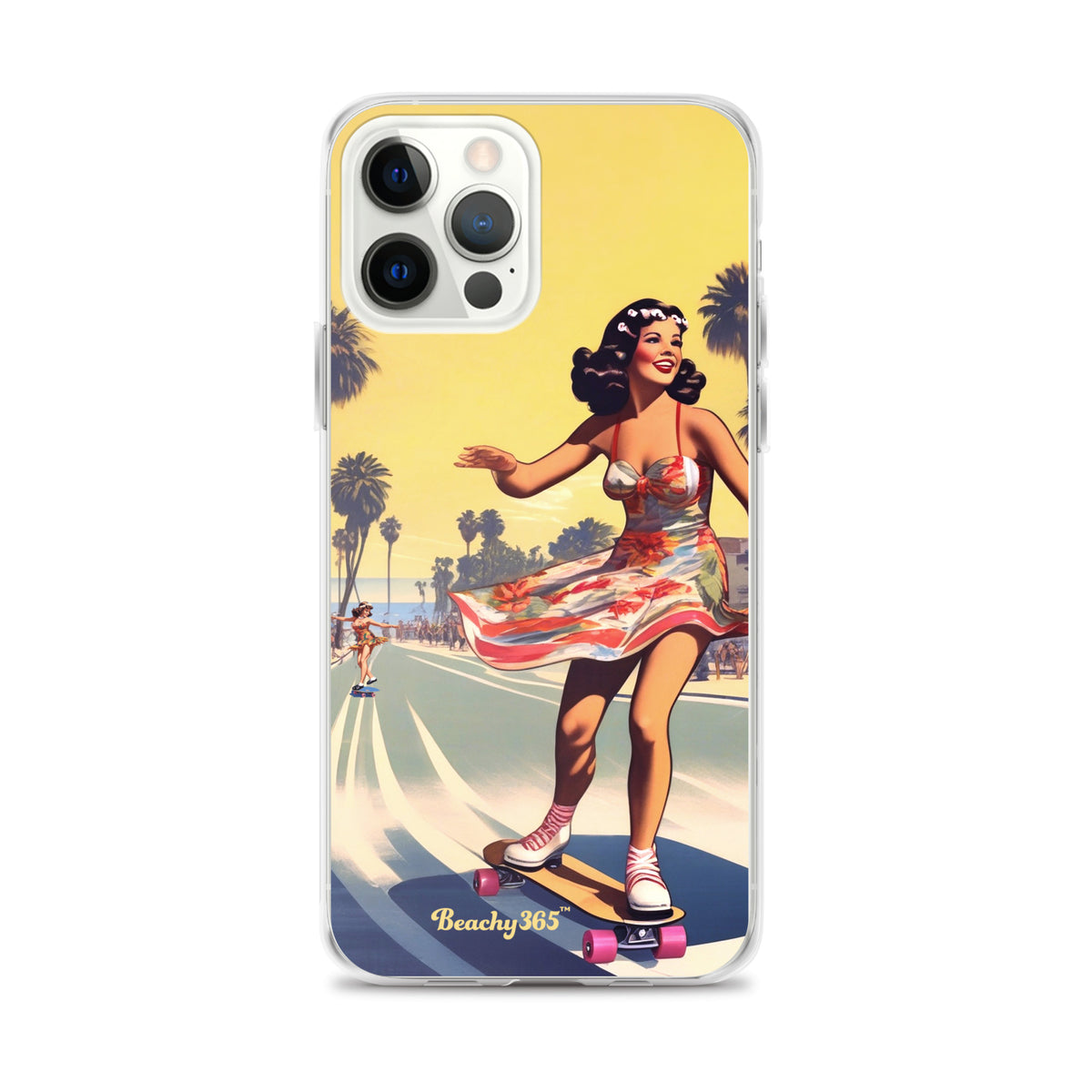 Retro Beach Skateboard Lady iPhone Case