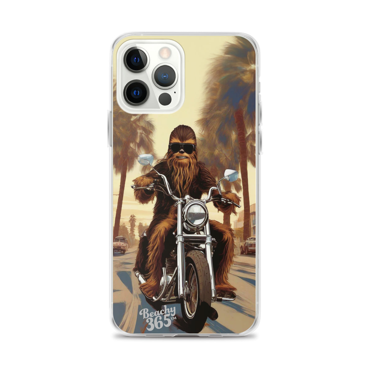 Bigfoot Riding Motorcycle at the Beach iPhone Case