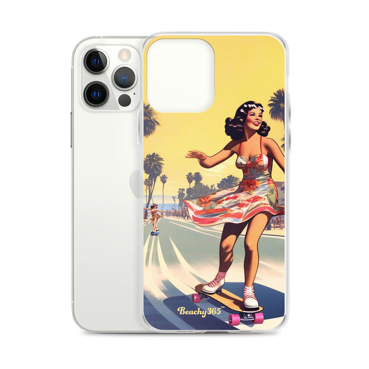 Retro Beach Skateboard Lady iPhone Case
