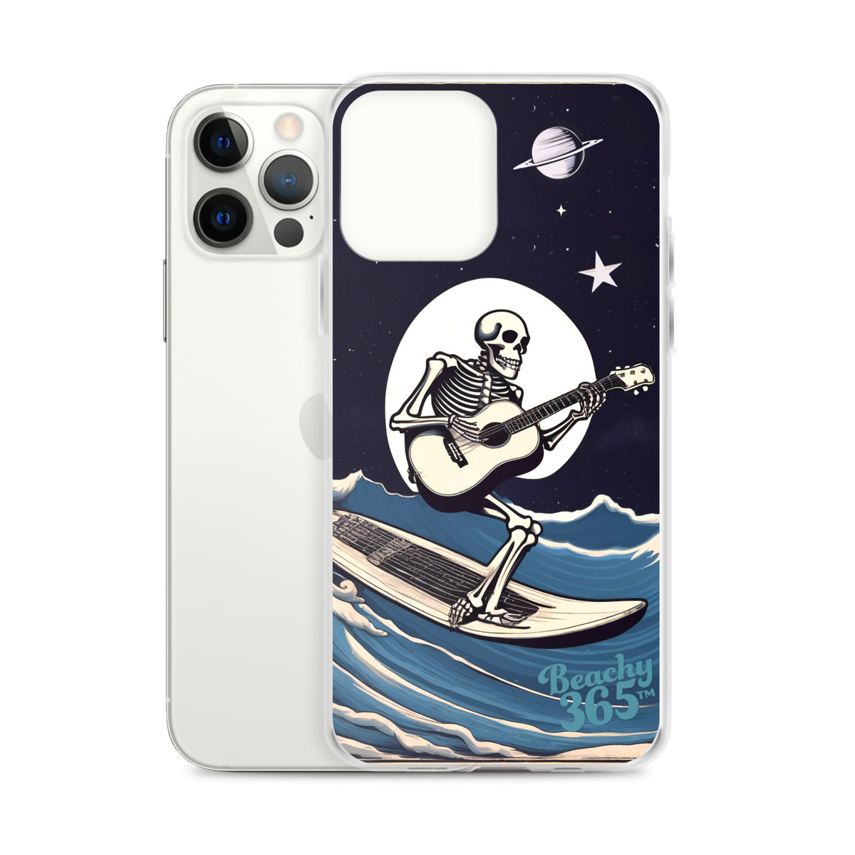 Skeleton Playing Guitar Surfing iPhone Case