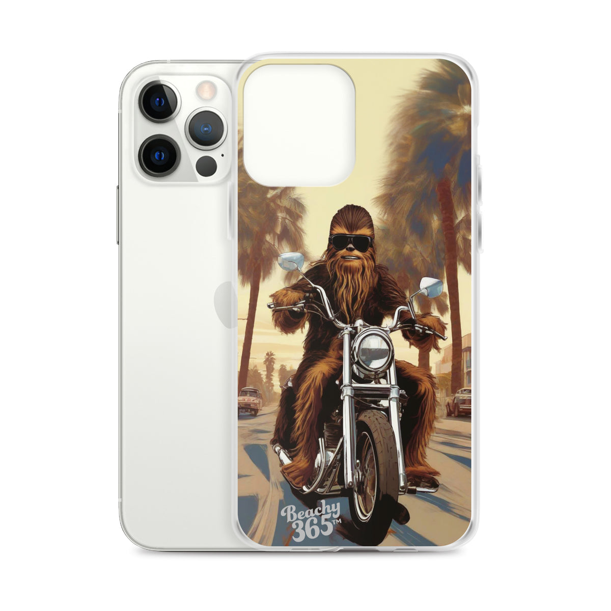 Bigfoot Riding Motorcycle at the Beach iPhone Case