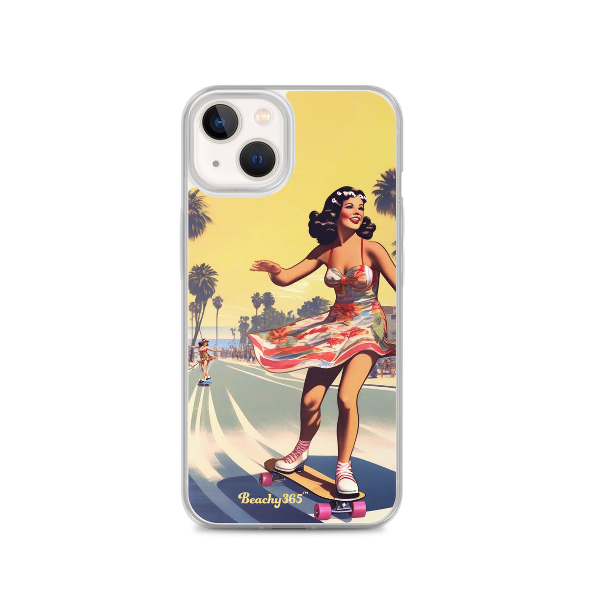 Retro Beach Skateboard Lady iPhone Case
