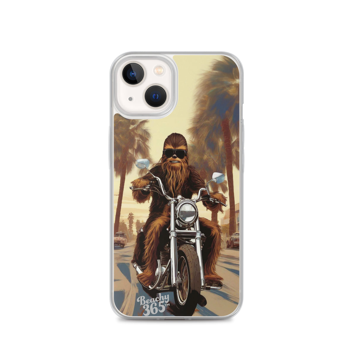 Bigfoot Riding Motorcycle at the Beach iPhone Case