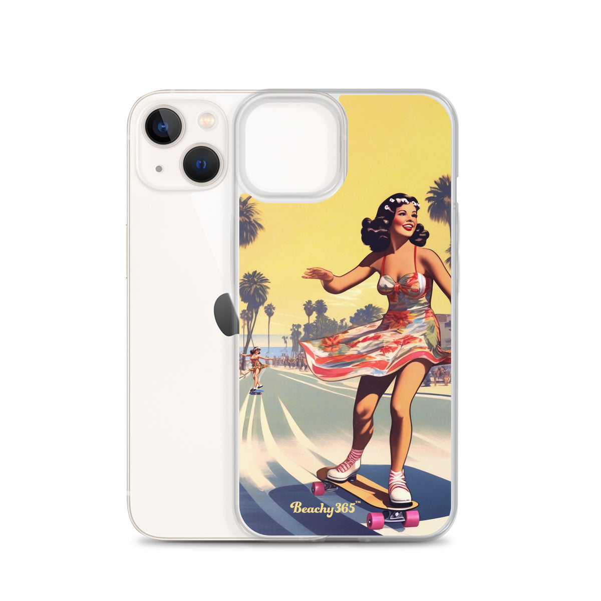 Retro Beach Skateboard Lady iPhone Case