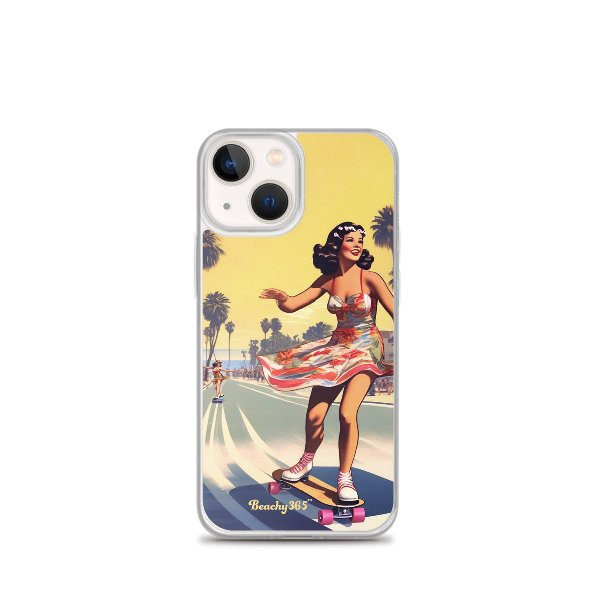 Retro Beach Skateboard Lady iPhone Case