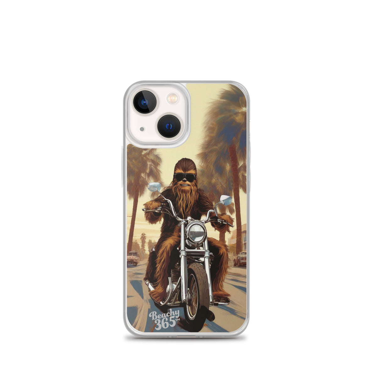 Bigfoot Riding Motorcycle at the Beach iPhone Case