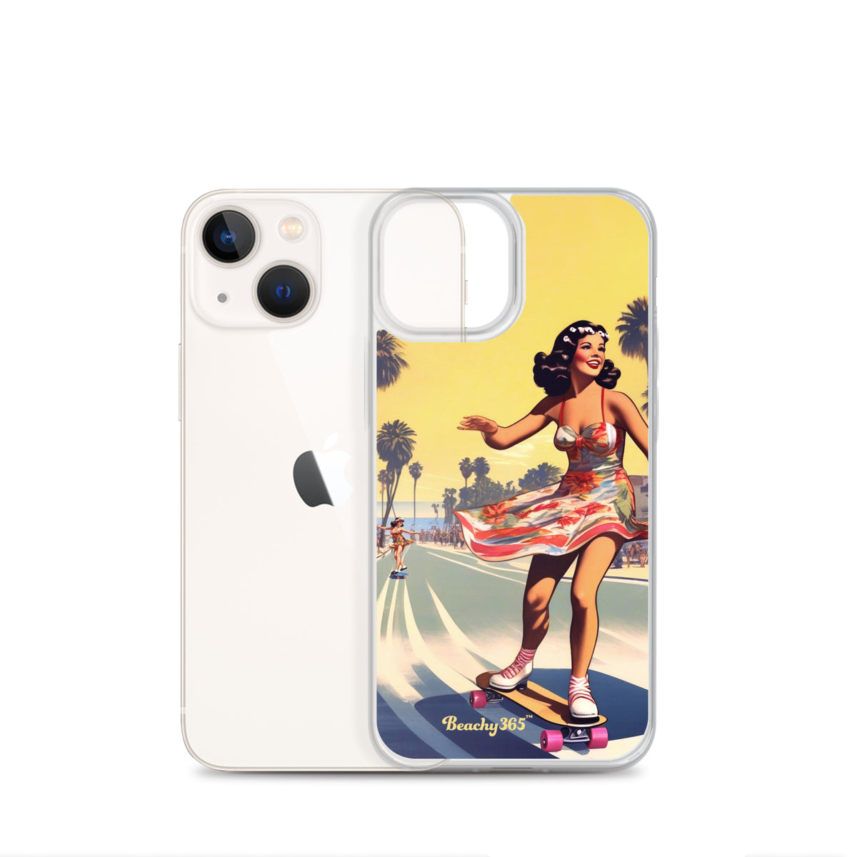 Retro Beach Skateboard Lady iPhone Case